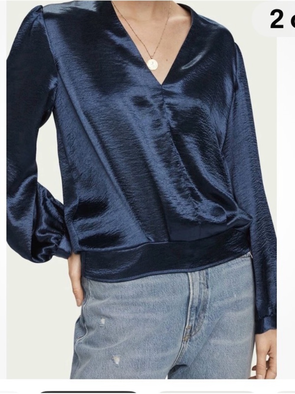 Like New! Scotch & Soda Starwatcher Blue Pullover V-neck Satin Feel Blouse